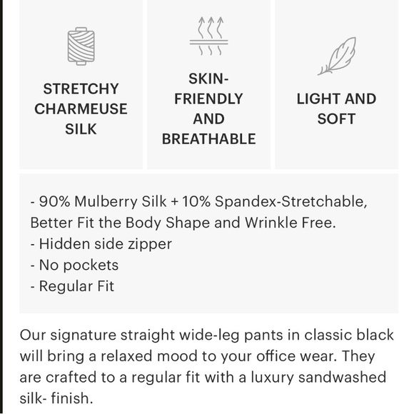 NWOT Lily Silk Wide Leg Classic Fit High Rise Silk Blend Pants Black 26 - Picture 13 of 13